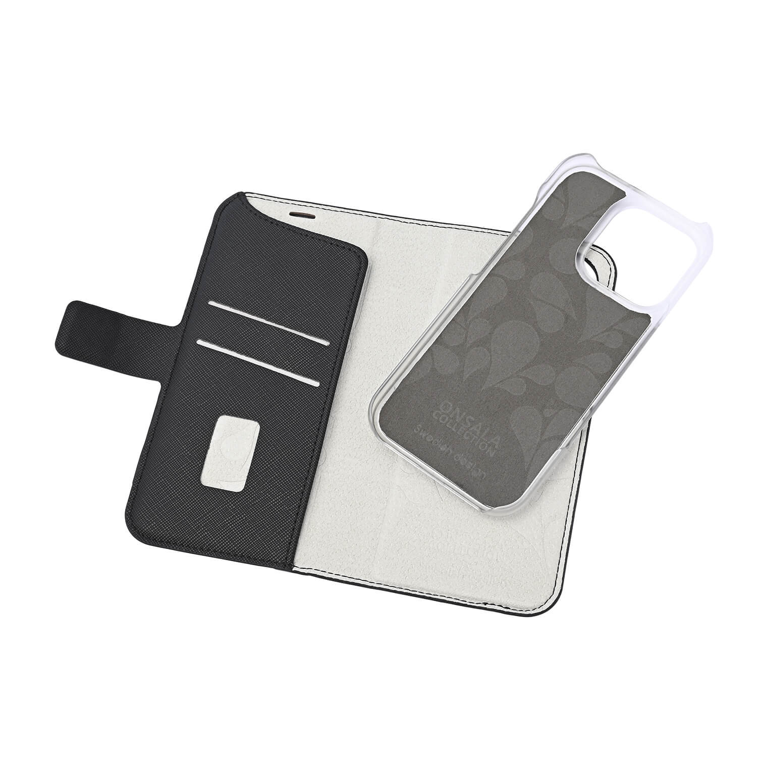 ONSALA Eco Wallet 2 card Recycled MagSeries iPhone 16 Pro Black
