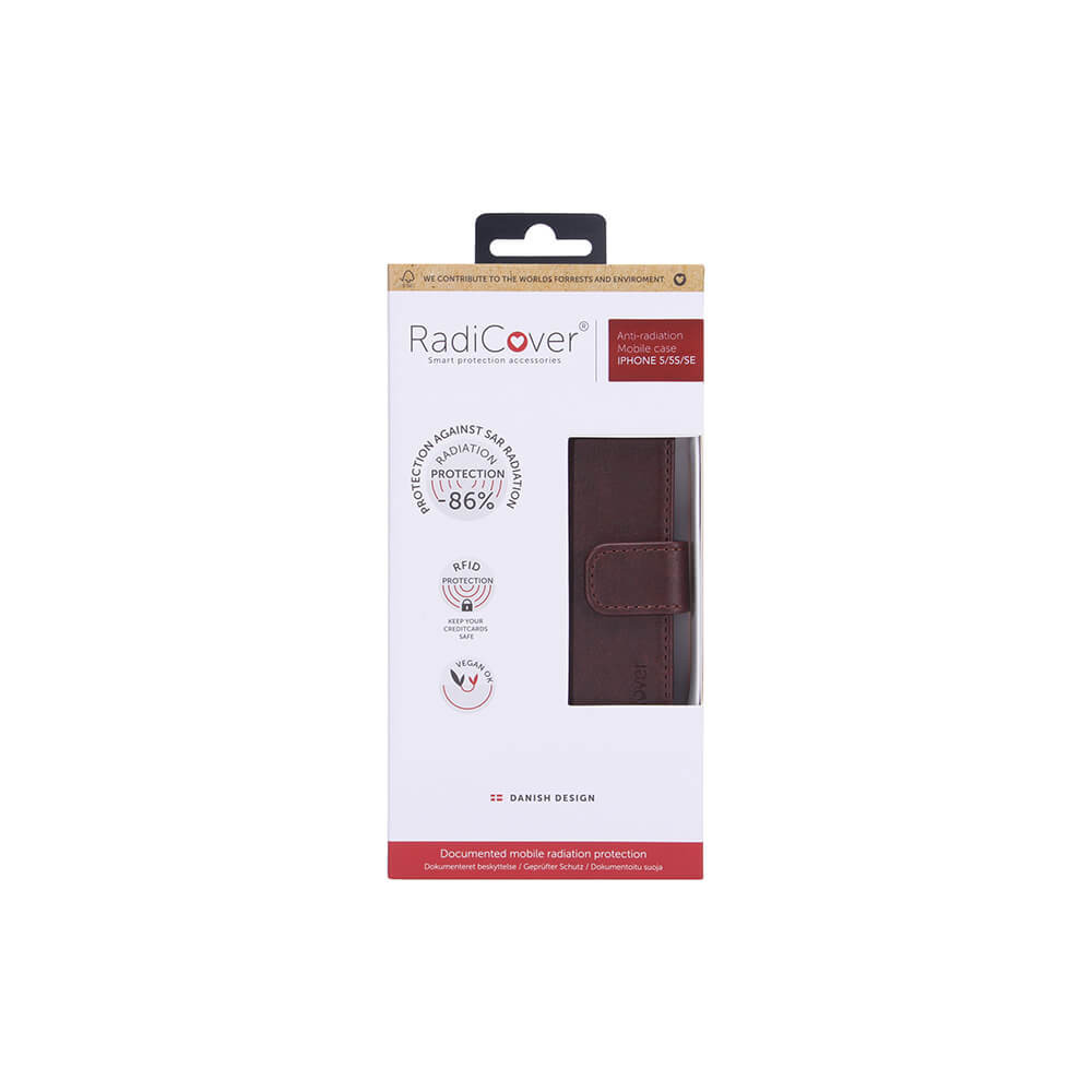 RADICOVER Flipcov Anti Radiation RFID 3 card iPhone 5/5S/SE Brown PU