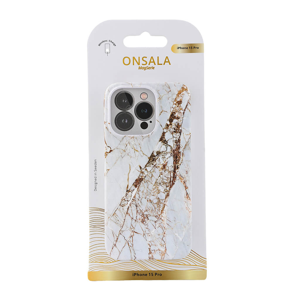 ONSALA Backcover MagSerie iPhone 15 Pro White Rhino Marble