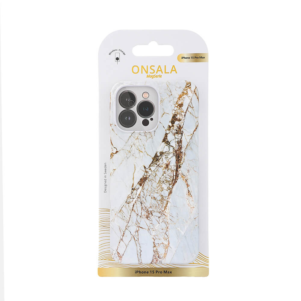 ONSALA Backcover MagSerie iPhone 15 Pro Max White Rhino Marble