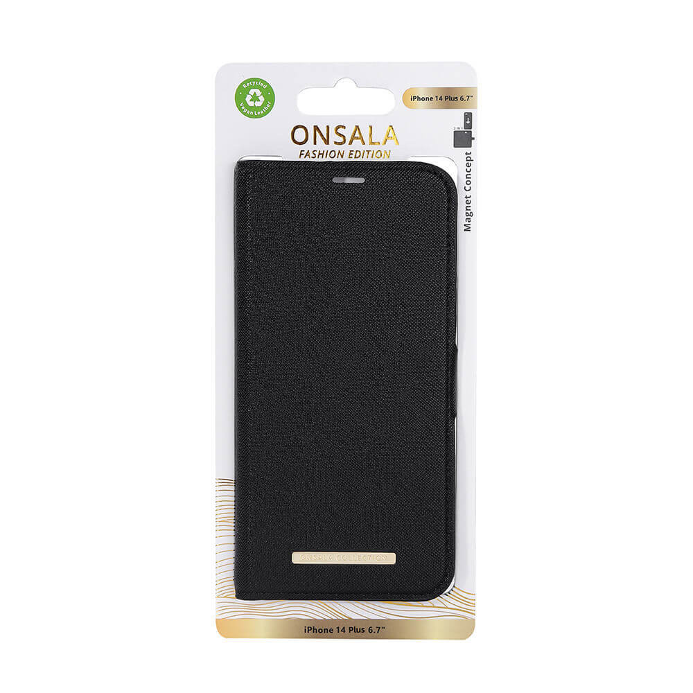 ONSALA COLLECTION Eco Wallet 2 card iPhone 14 Plus 6,7" Midnight Black