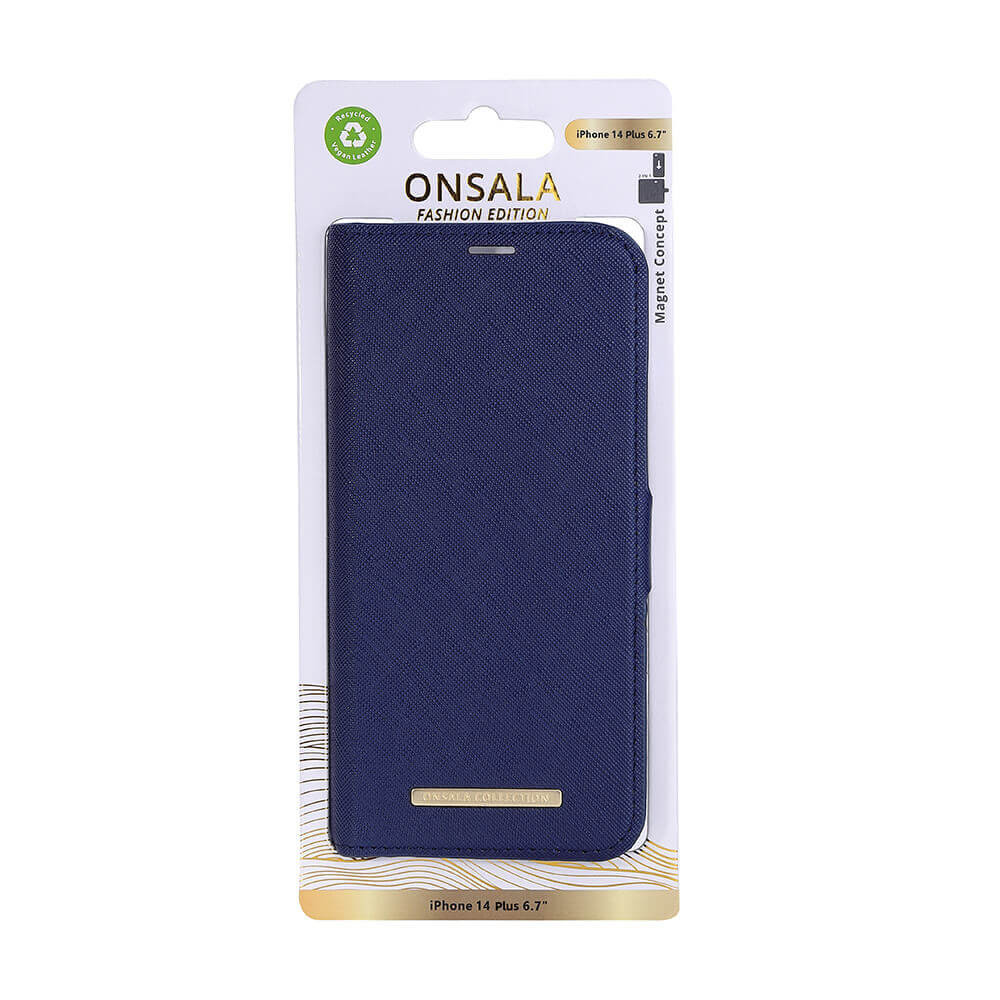 ONSALA COLLECTION Eco Wallet 2 card iPhone 14 Plus 6,7" Navy Blue