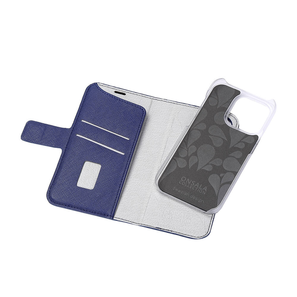 ONSALA COLLECTION Eco Wallet 2 card iPhone 14 Pro 6,1" Navy Blue