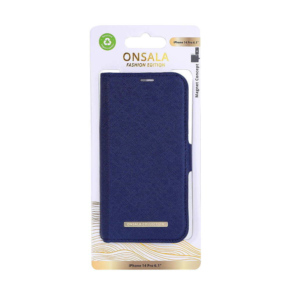 ONSALA COLLECTION Eco Wallet 2 card iPhone 14 Pro 6,1" Navy Blue