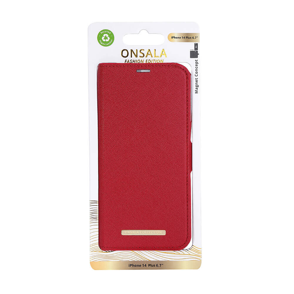 ONSALA COLLECTION Eco Wallet 2 card iPhone 14 Plus 6,7" Red