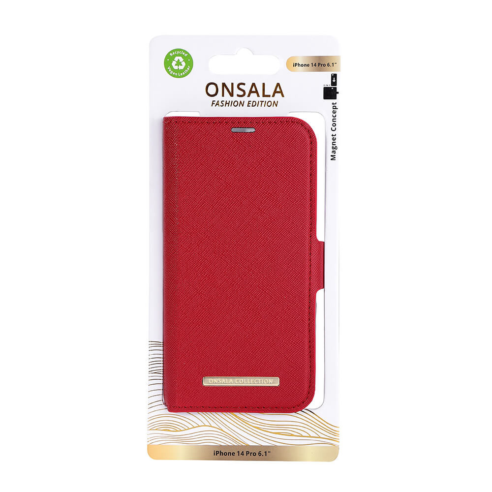 ONSALA COLLECTION Eco Wallet 2 card iPhone 14 Pro 6,1" Red