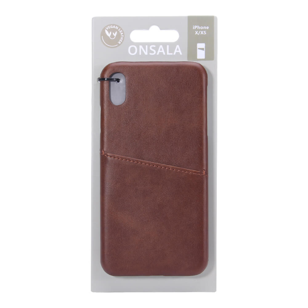ONSALA Mobildeksel Brun med Kortlomme iPhone X/XS