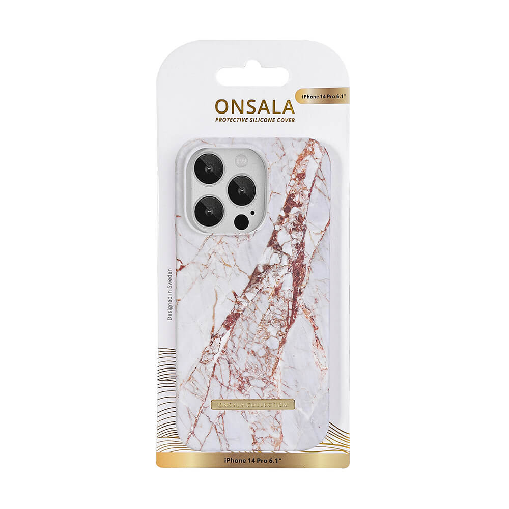 ONSALA COLLECTION Backcover Soft iPhone 14 Pro 6,1" White Rhino Marble