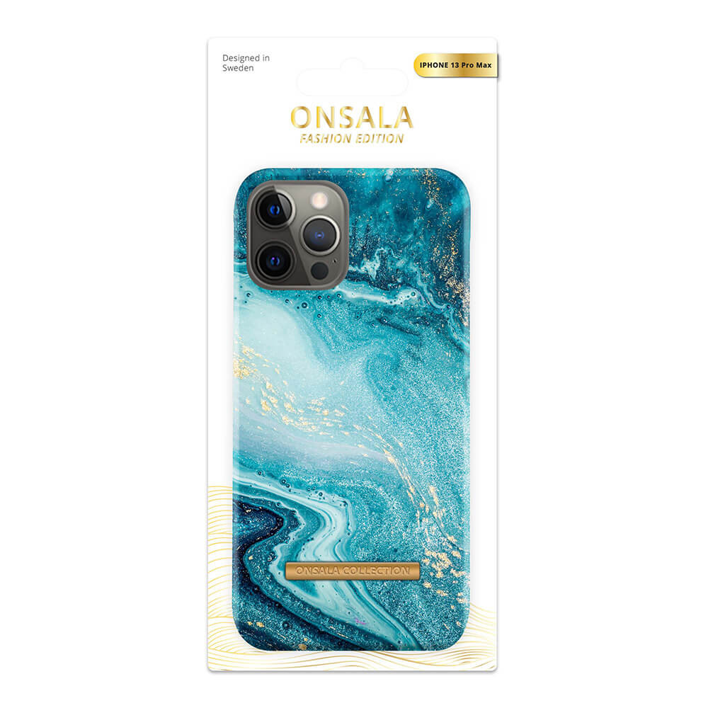 ONSALA COLLECTION Mobildeksel Soft Blue Sea Marble iPhone 13 Pro Max