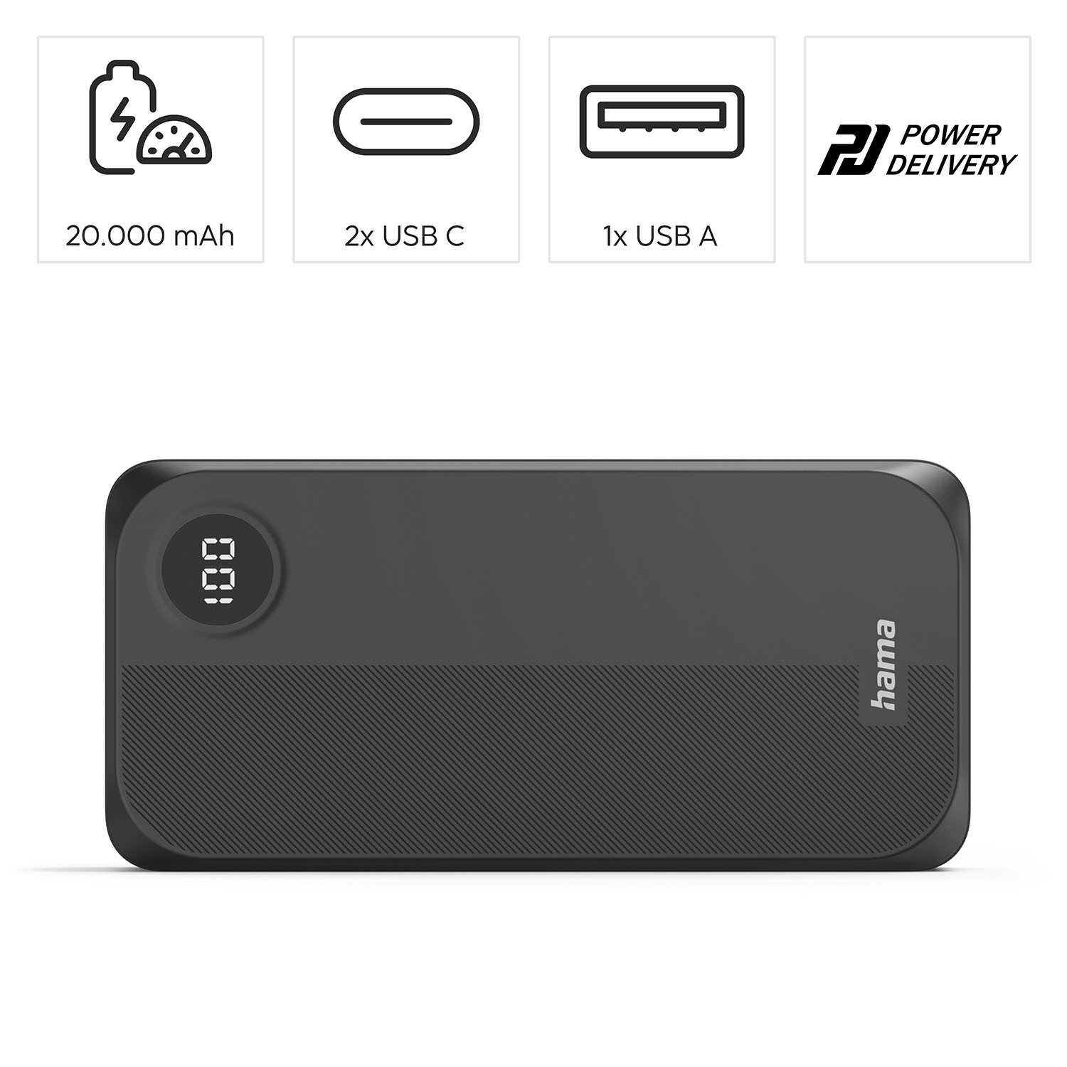 HAMA Power Bank 20000mAh Black