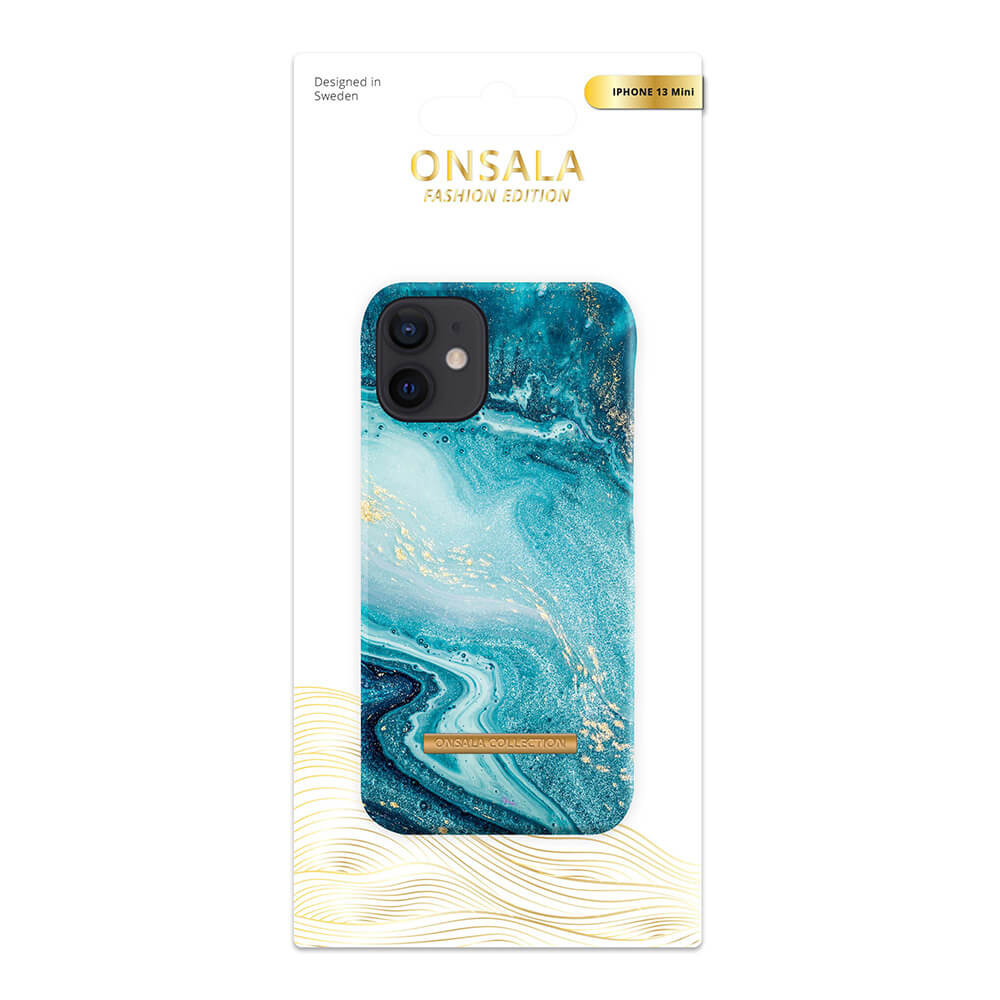 ONSALA COLLECTION Mobildeksel Soft Blue Sea Marble iPhone 13 Mini