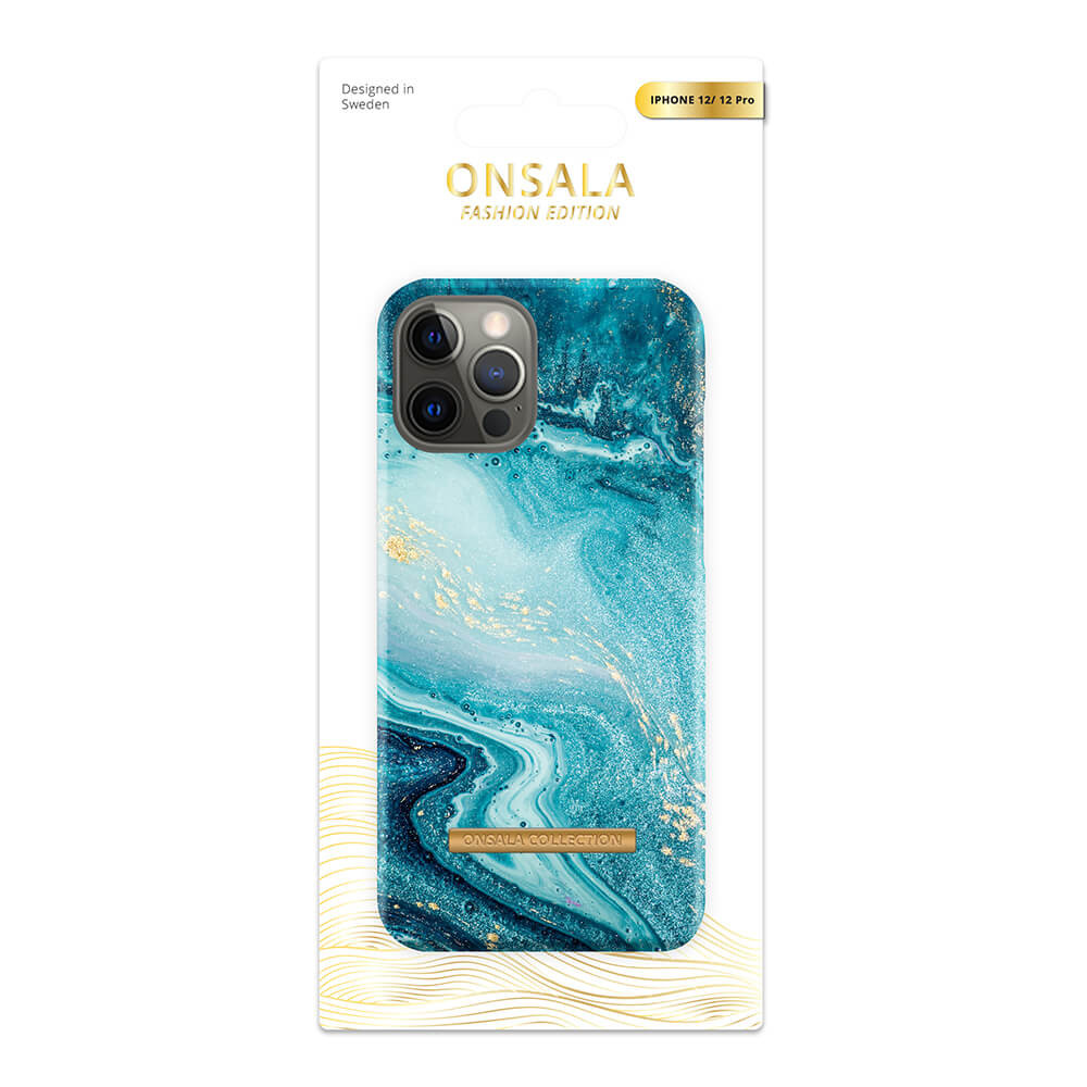 ONSALA COLLECTION Mobildeksel Soft Blue Sea Marble iPhone 12  / 12 Pro