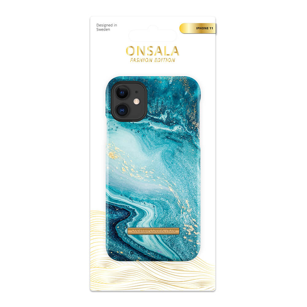 ONSALA COLLECTION Mobildeksel Soft Blue Sea Marble iPhone 11