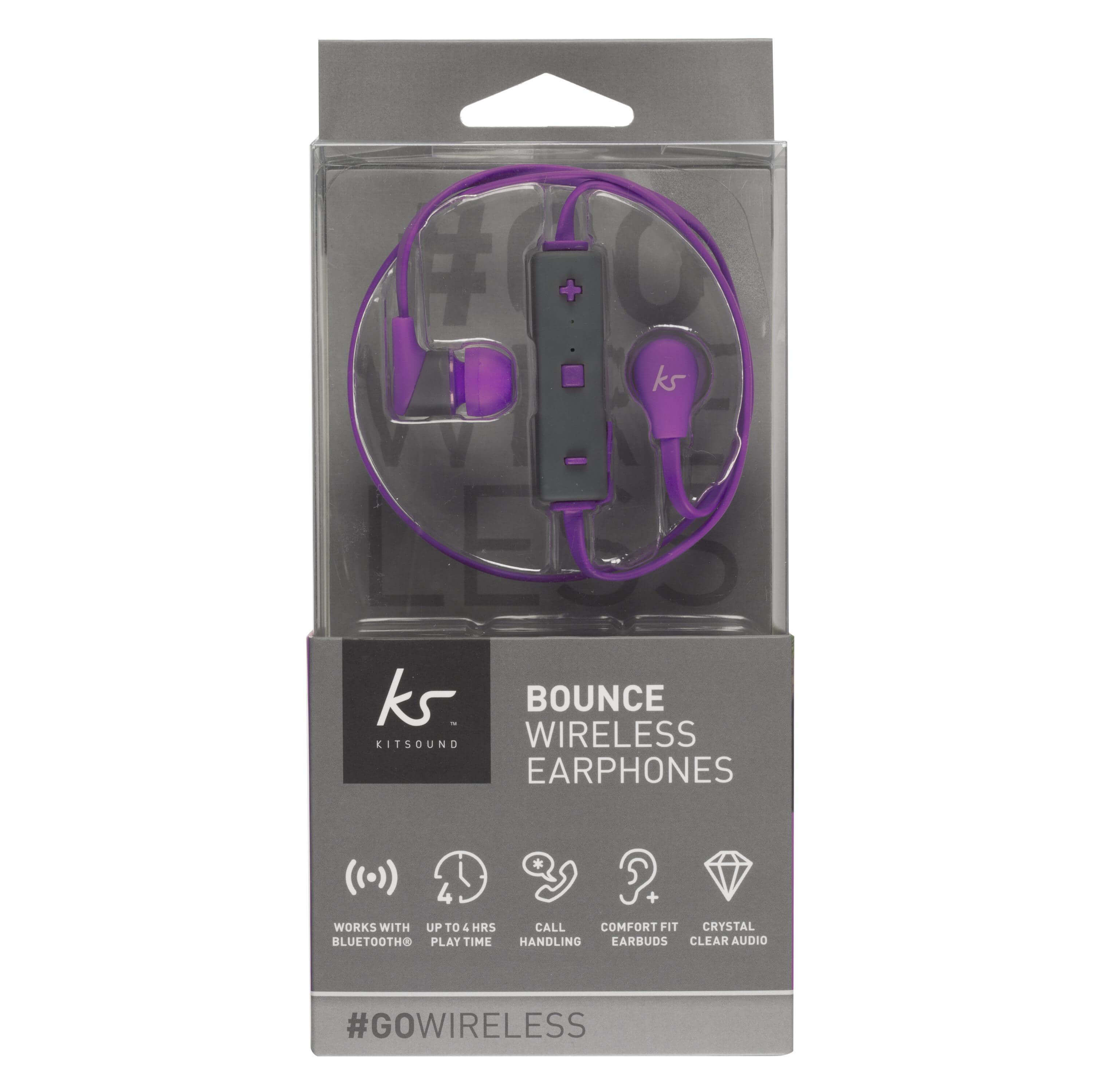 KITSOUND Øreplugger Bounce Lilla In-Ear Trådløs Mic