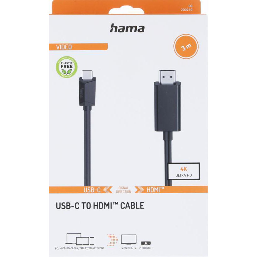 HAMA Cable USB-C to HDMI 4K 3.0m Black