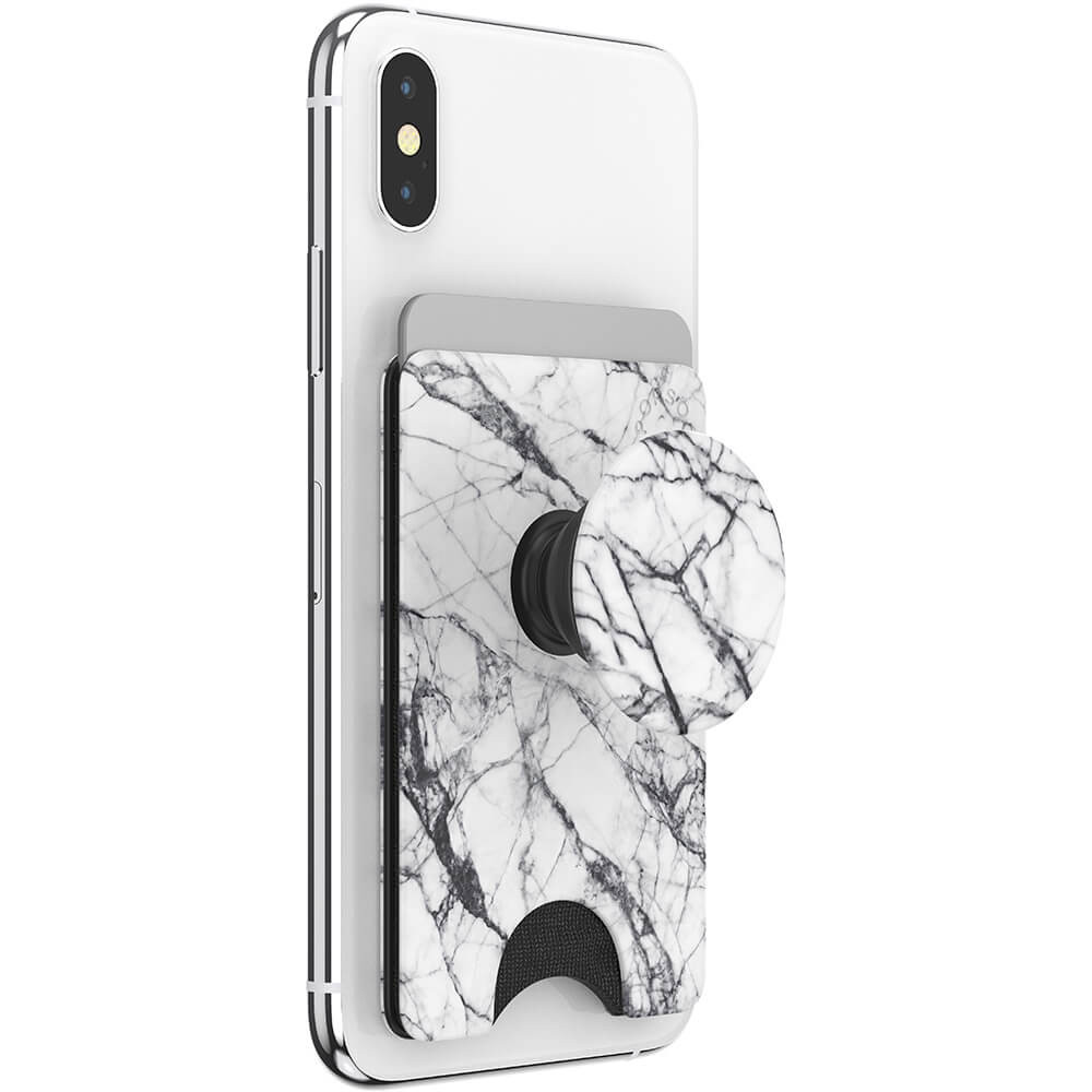 POPSOCKETS Wallet Dove White Marble Avtagbar Lommebok PopWallet+