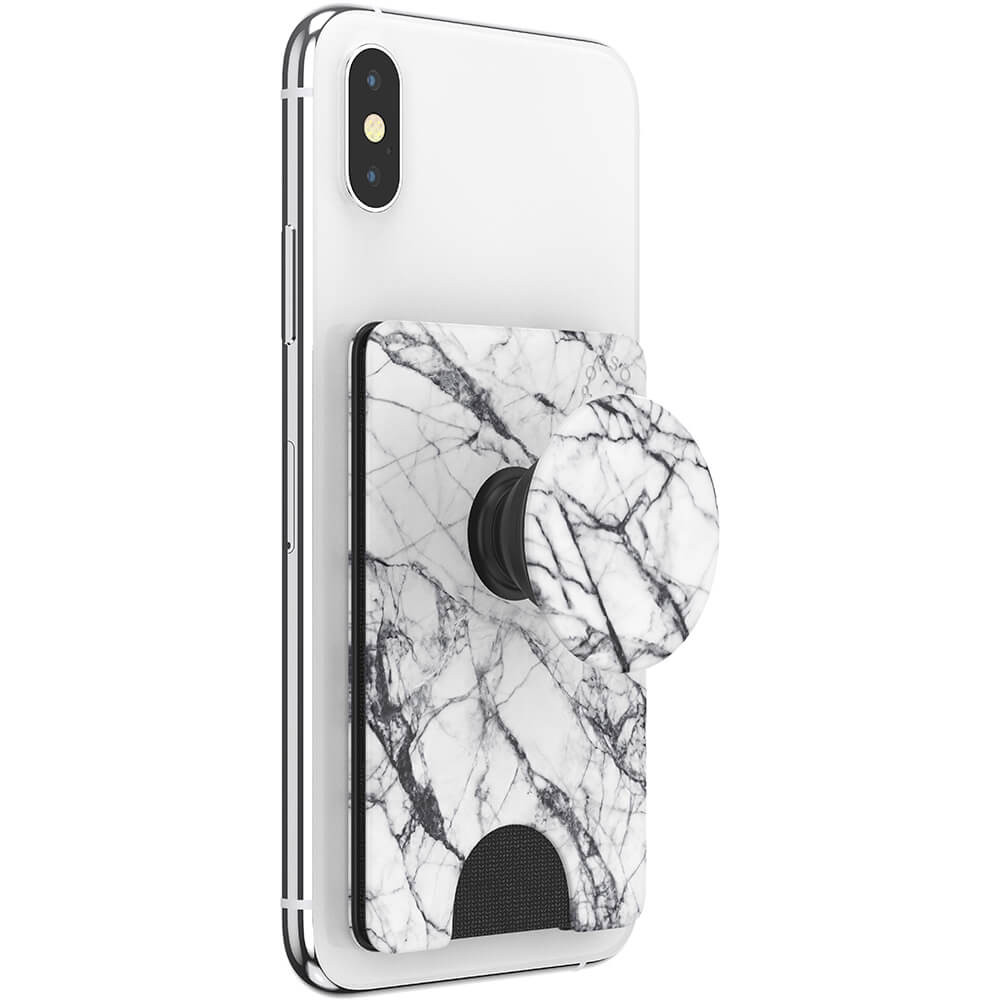 POPSOCKETS Wallet Dove White Marble Avtagbar Lommebok PopWallet+