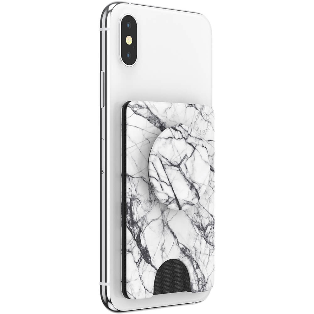 POPSOCKETS Wallet Dove White Marble Avtagbar Lommebok PopWallet+