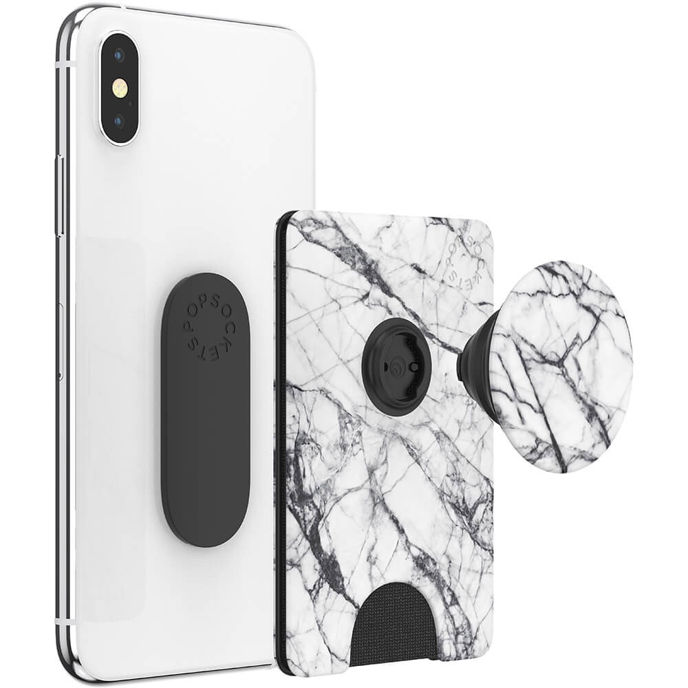 POPSOCKETS Wallet Dove White Marble Avtagbar Lommebok PopWallet+
