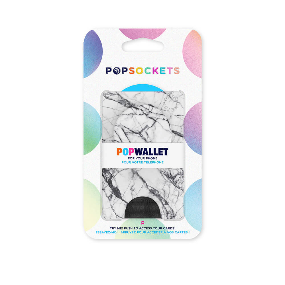 POPSOCKETS Wallet Dove White Marble Avtagbar Lommebok PopWallet+