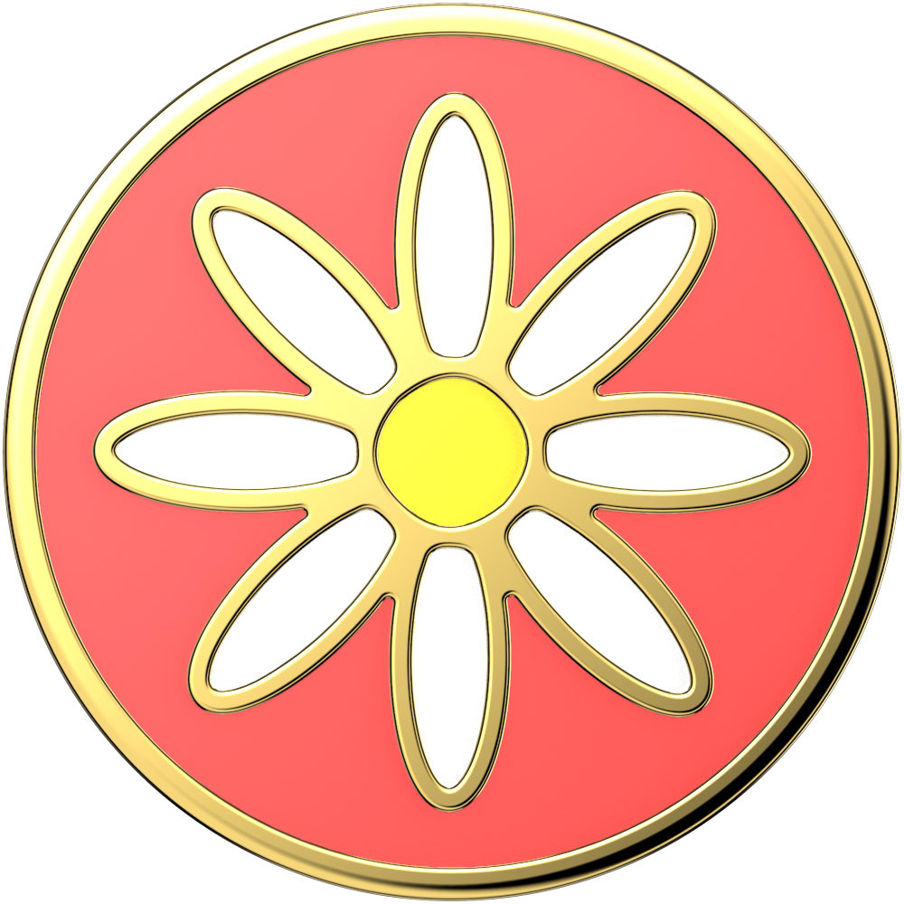 POPSOCKETS Enamel Quaint Daisy Coral Avtagbart Grip med stativfunksjon Premium