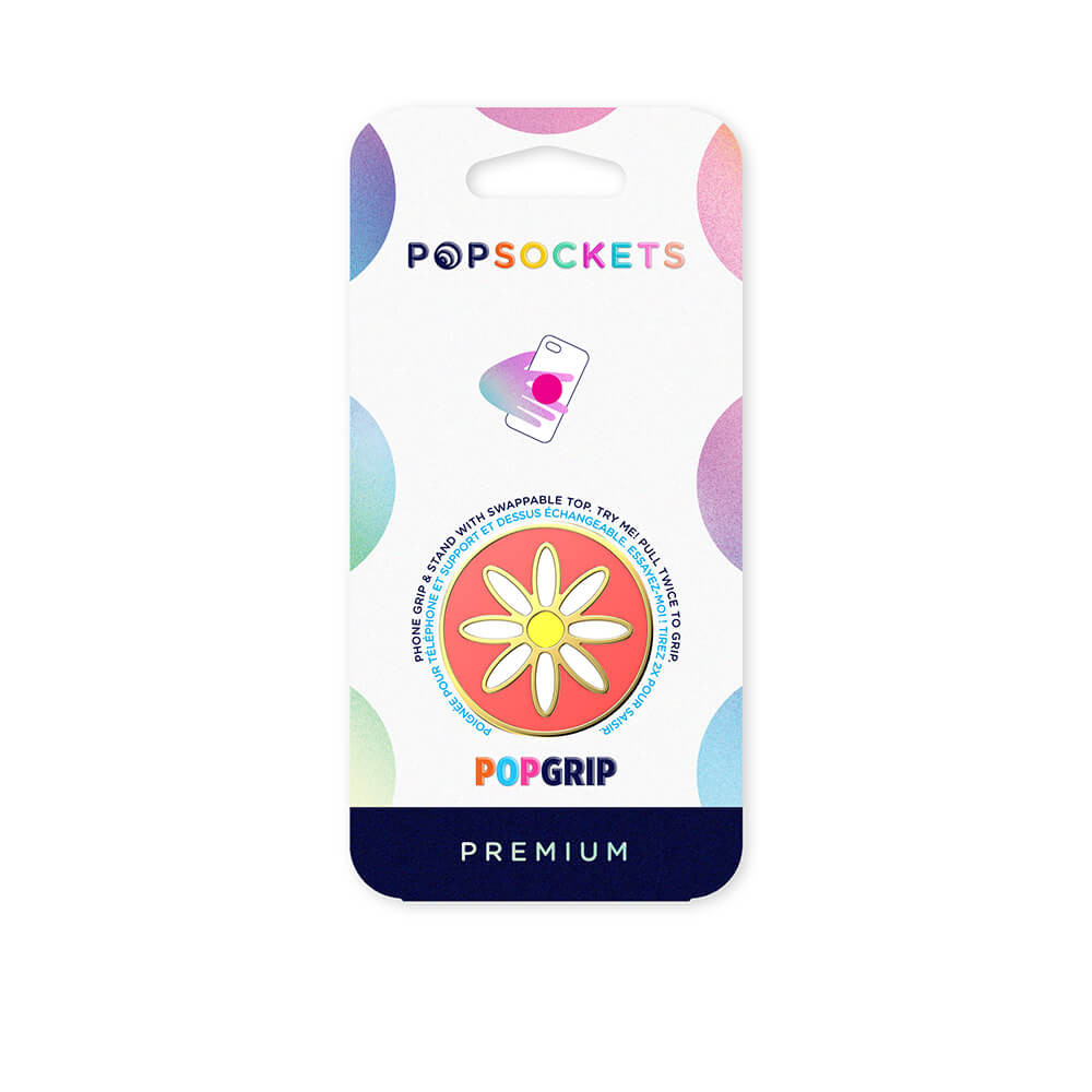 POPSOCKETS Enamel Quaint Daisy Coral Avtagbart Grip med stativfunksjon Premium