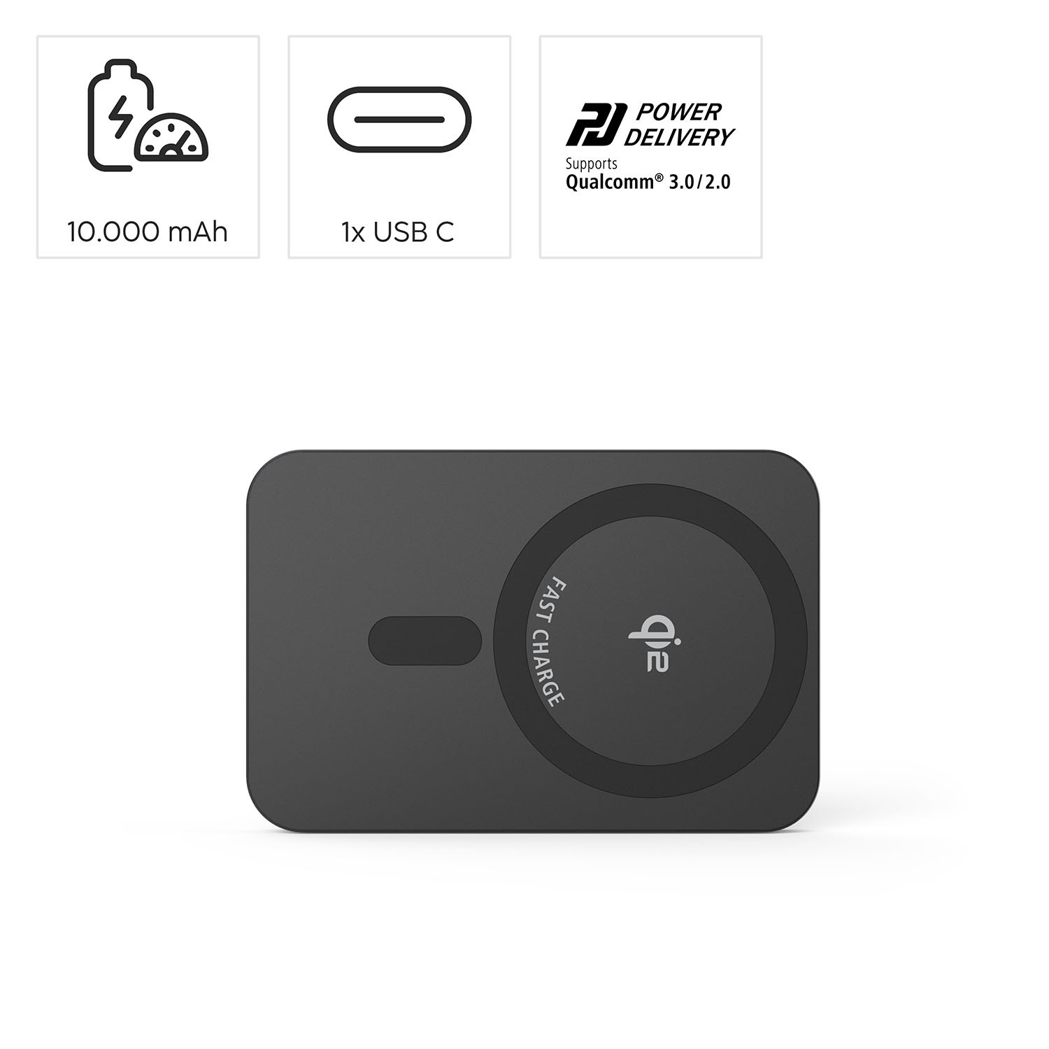 HAMA Power Bank 10000mAh Qi2 Black