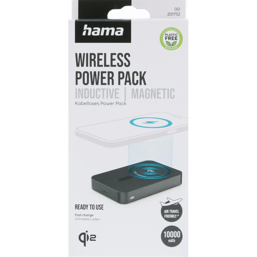 HAMA Power Bank 10000mAh Qi2 Black