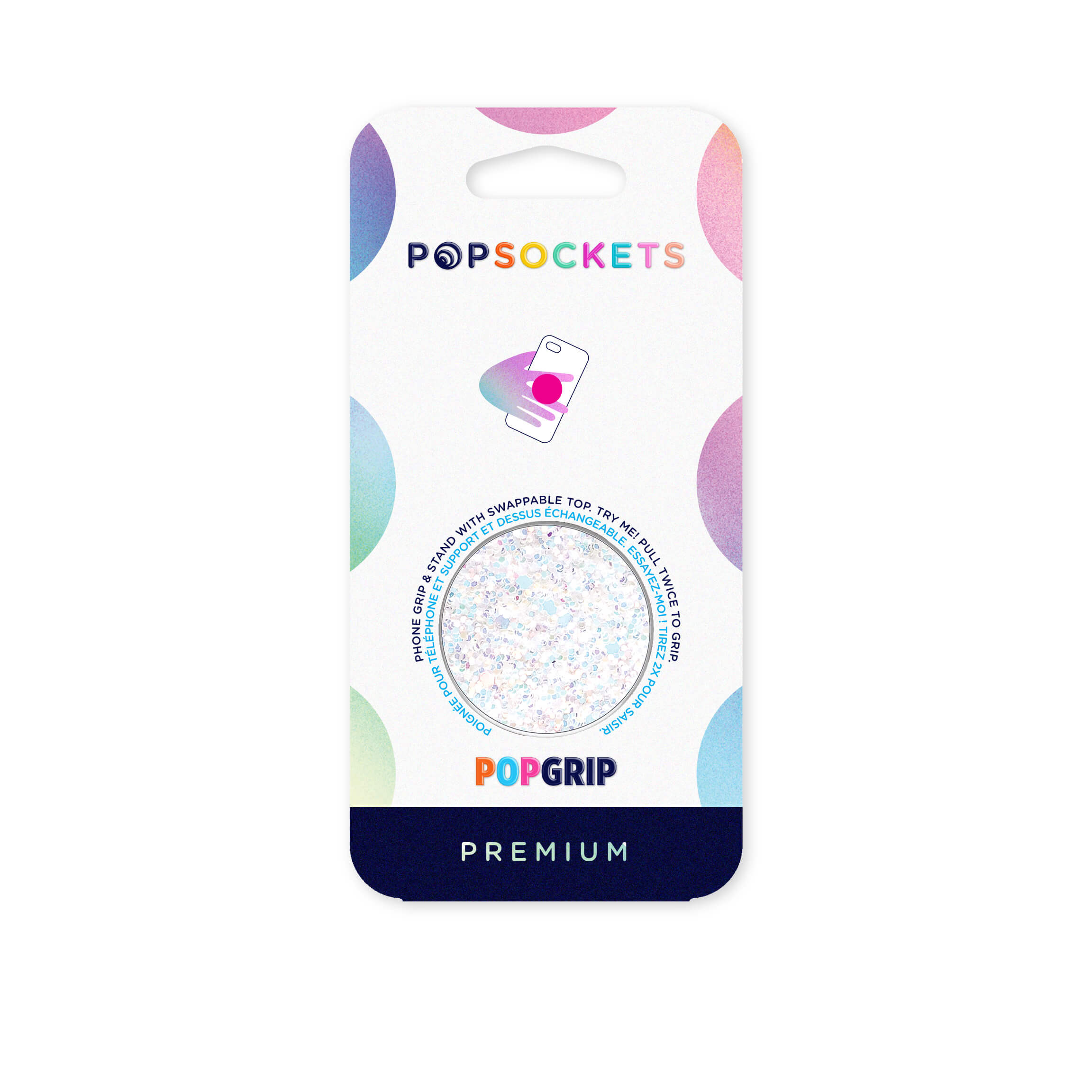 POPSOCKETS Sparkle Snow White Avtagbart Grip med stativfunksjon Premium