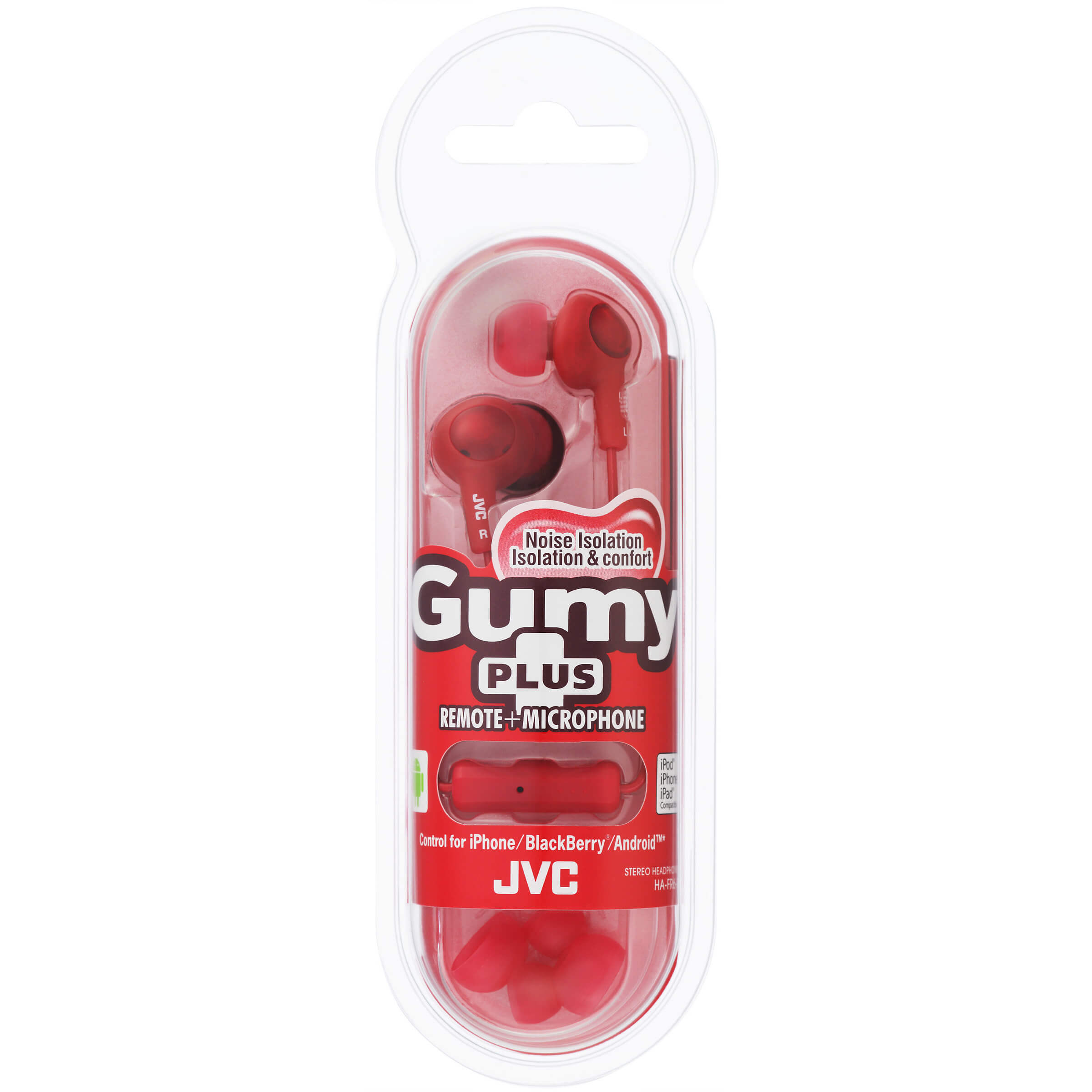 JVC Øreplugger FR6 Gumy Plus Mic Rød