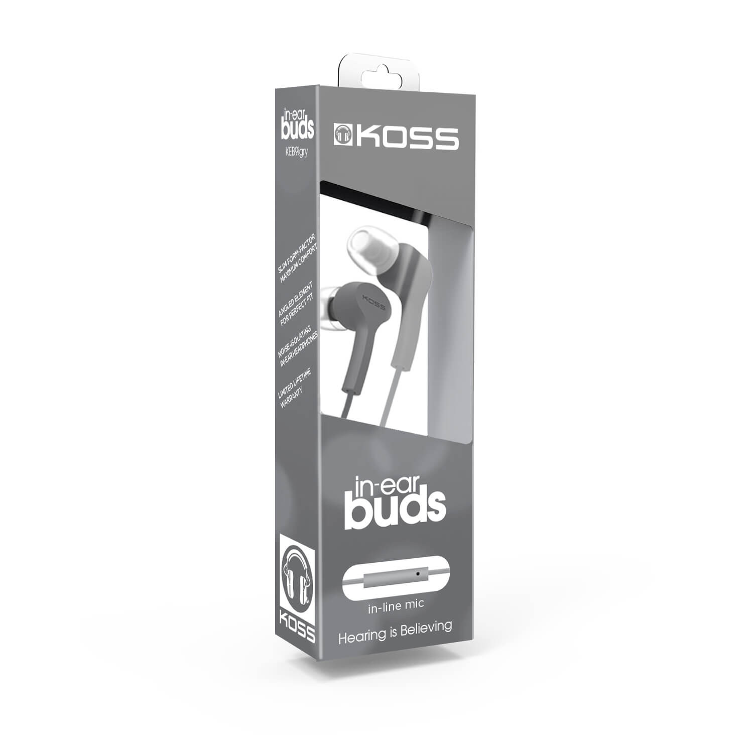 KOSS Øreplugger KEB9iGRY Grå In-Ear med one touch mic