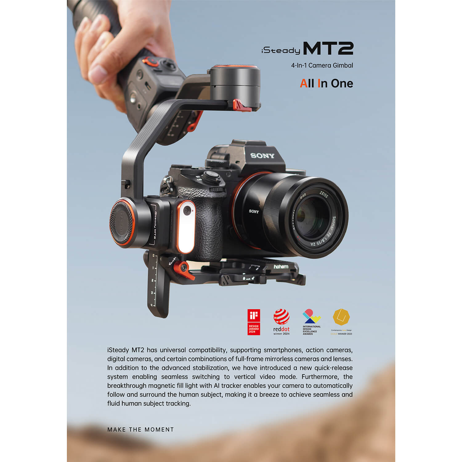 HOHEM Camera & Phone Gimbal iSteady MT2 Kit with AI