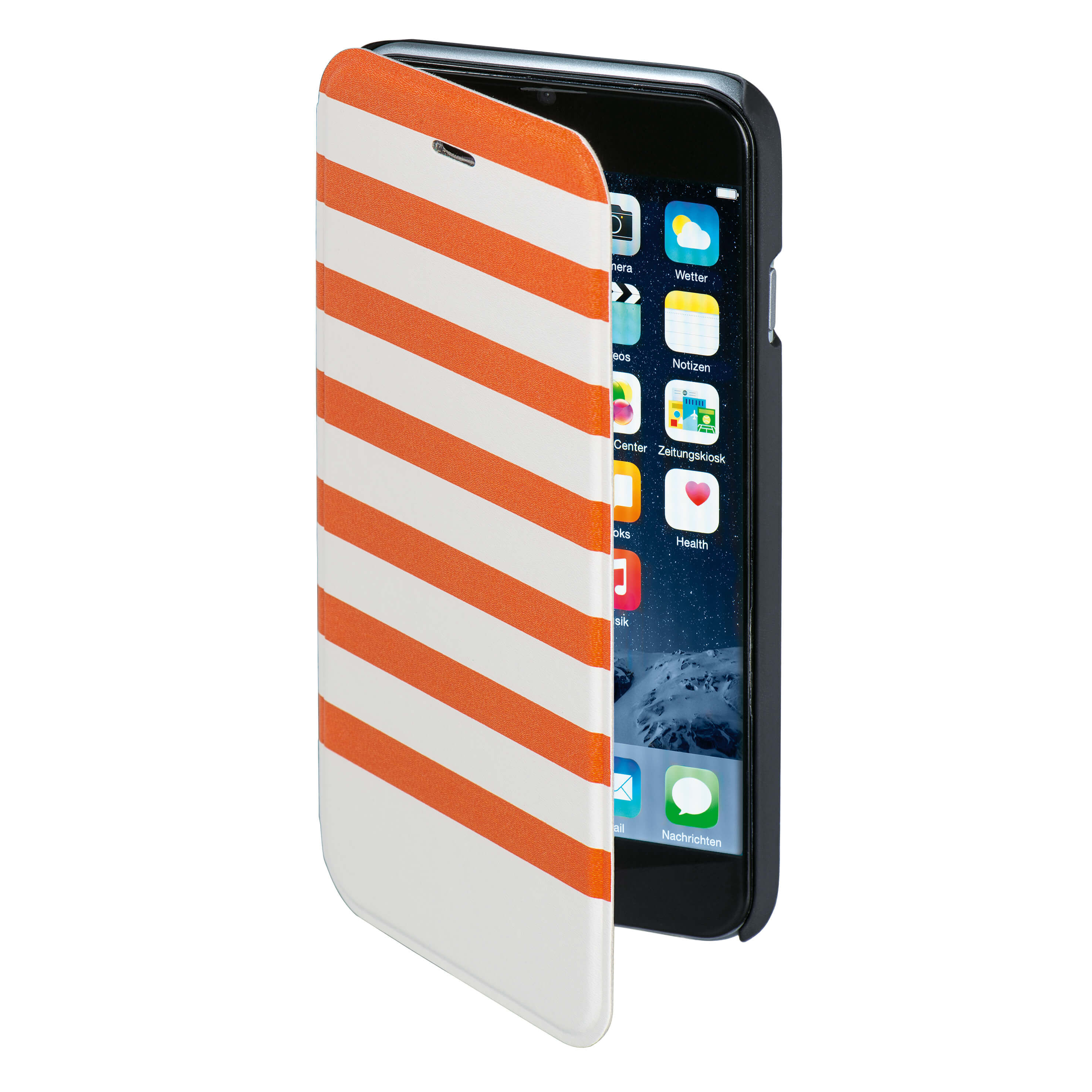 HAMA Lommebokveske DesignLine iPhone6/6S Stripe Oransje/Hvit