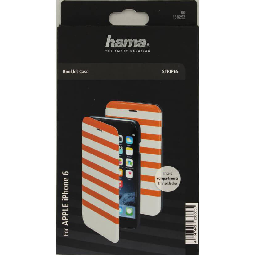 HAMA Lommebokveske DesignLine iPhone6/6S Stripe Oransje/Hvit