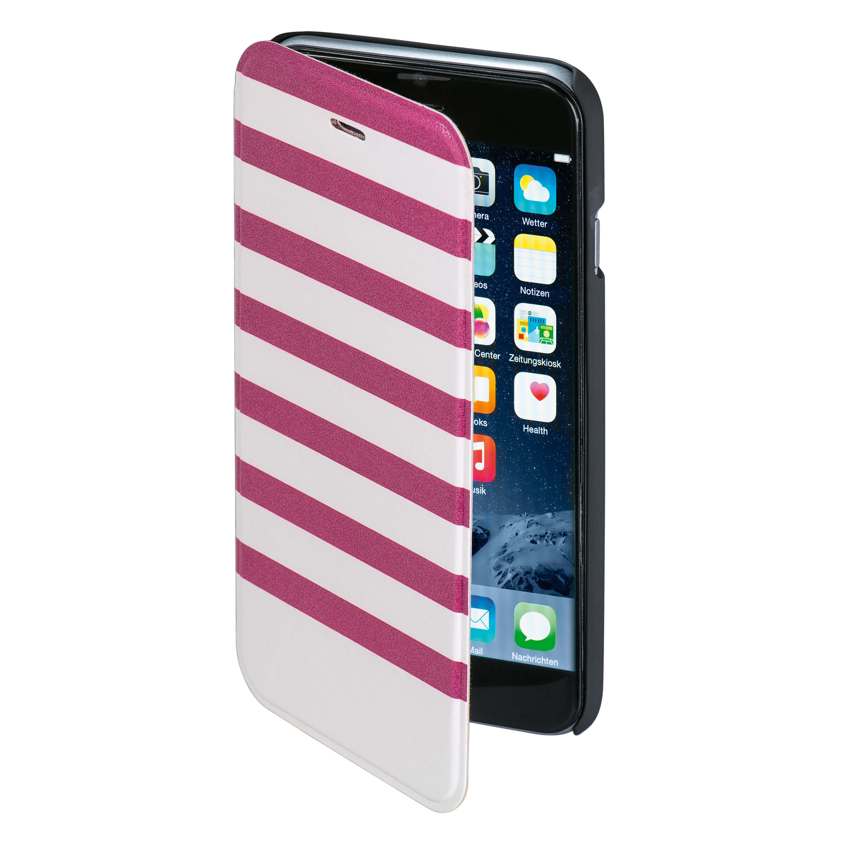 HAMA Lommebokveske DesignLine iPhone6/6S Stripe Rosa/Hvit