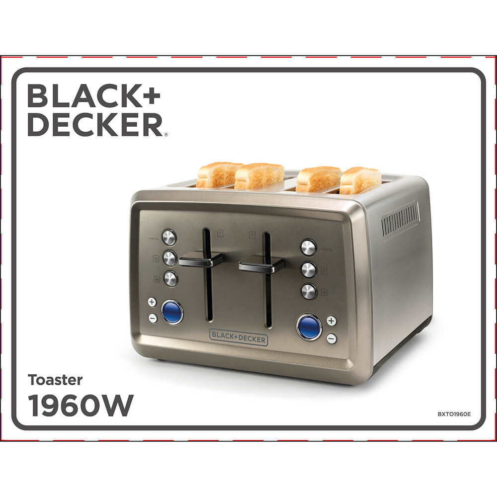 BLACK+DECKER Brødrister 4-Slice Brushed