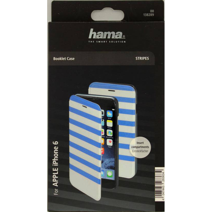 HAMA Lommebokveske DesignLine iPhone6/6S Stripe Blå/Hvit
