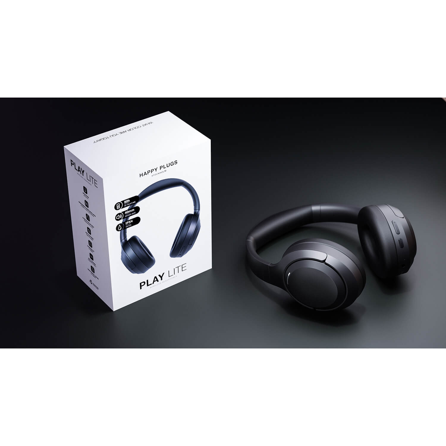 HAPPY PLUGS Headphone Play Lite Over-Ear Wireless Black