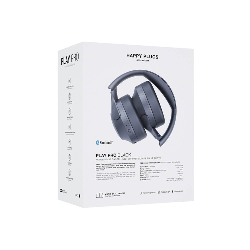 HAPPY PLUGS Headphone Play Pro ANC Over-Ear Wireless Black