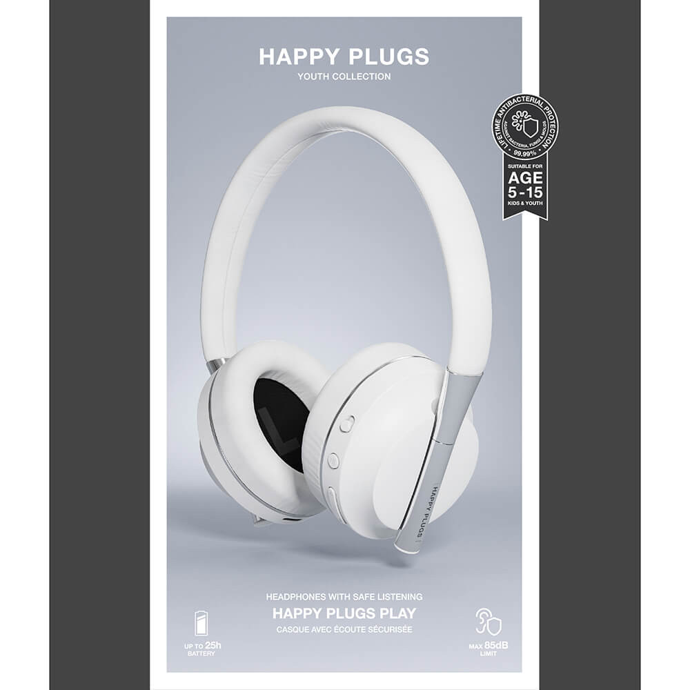 HAPPY PLUGS Play Headphone Over-Ear 85dB Wireless White