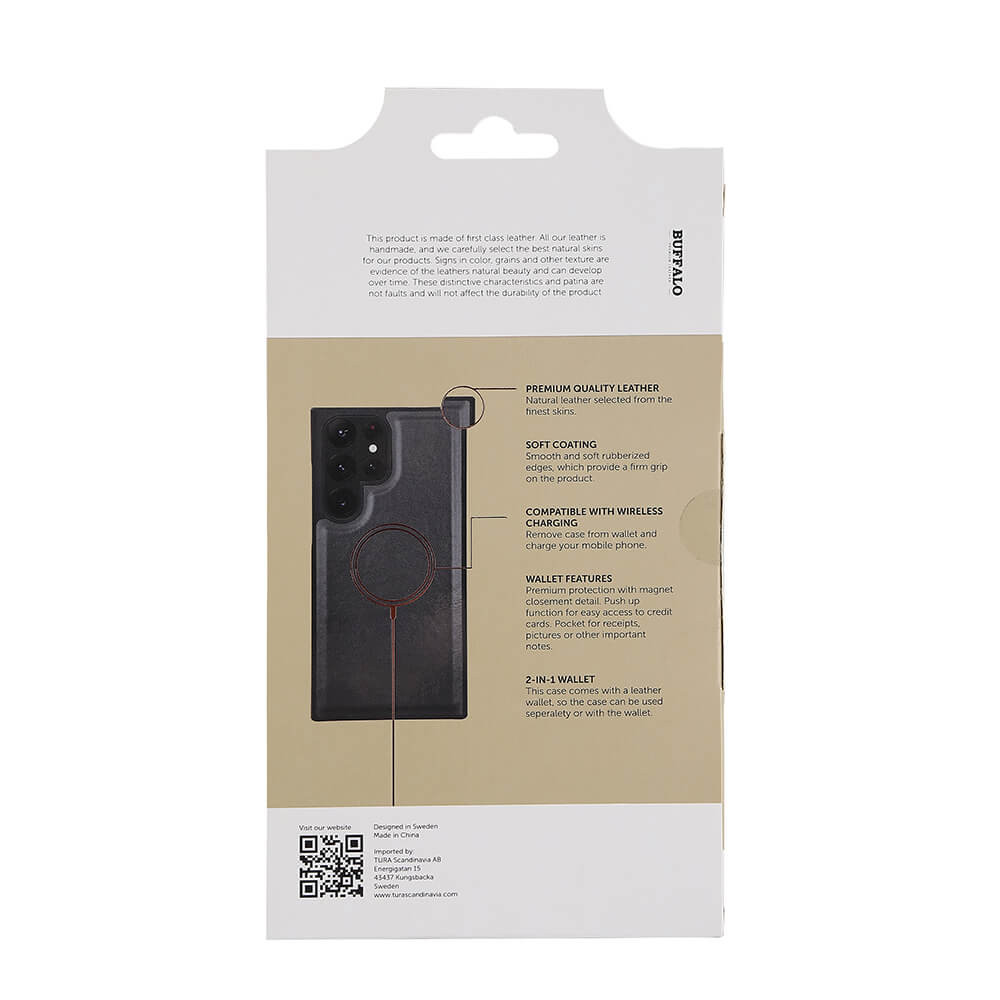 BUFFALO 2in1 Wallet Leather 3 card Samsung  S23 5G Ultra Black