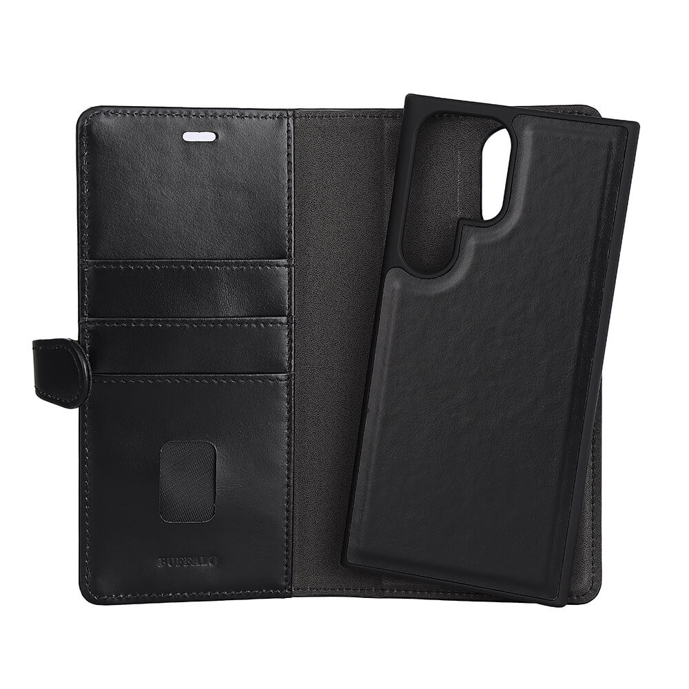 BUFFALO 2in1 Wallet Leather 3 card Samsung  S23 5G Ultra Black