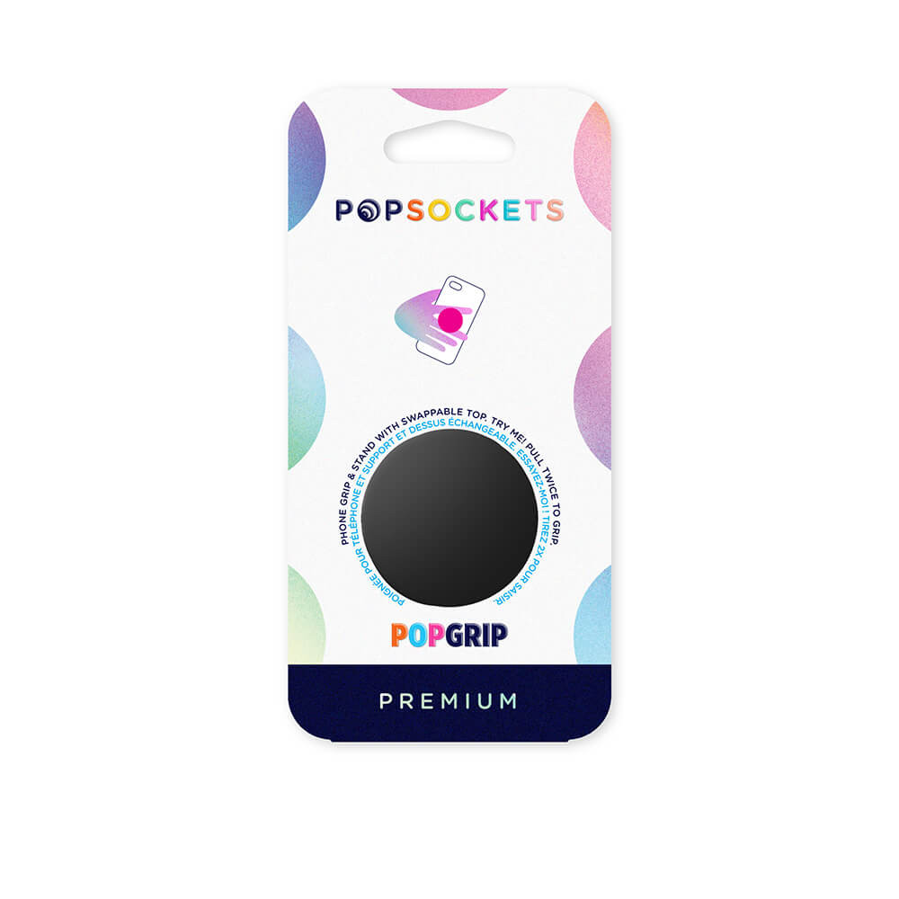 POPSOCKETS Aluminum Black Avtagbart Grip med Stativfunksjon Premium