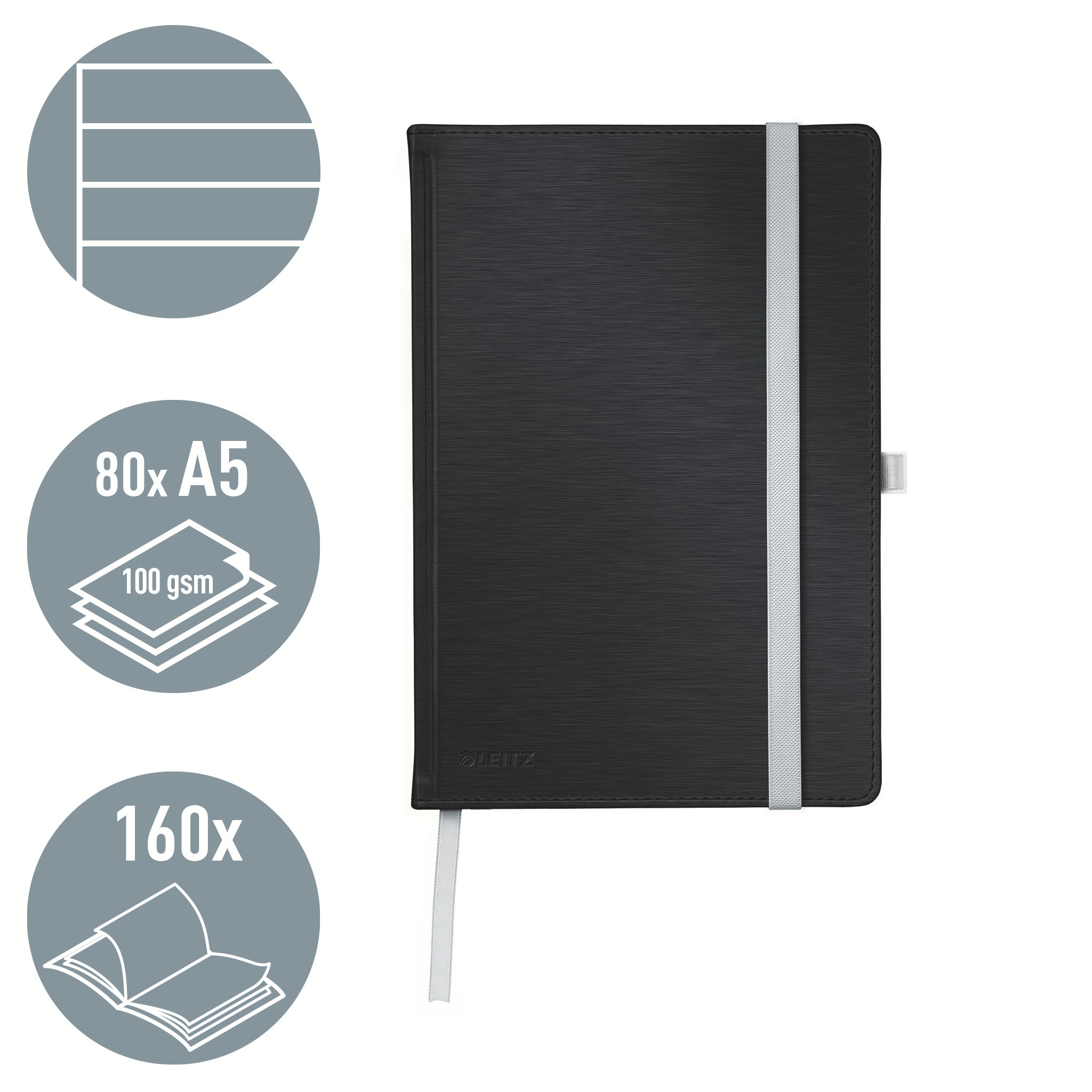 Notatbok Style A5 Hard Linj 80a Sat Sort