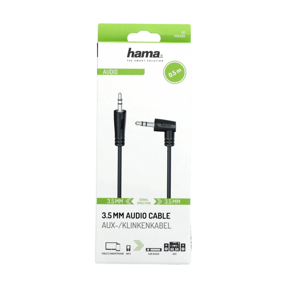 HAMA Cable Audio 3.5-3.5 Angle Black 0.5m