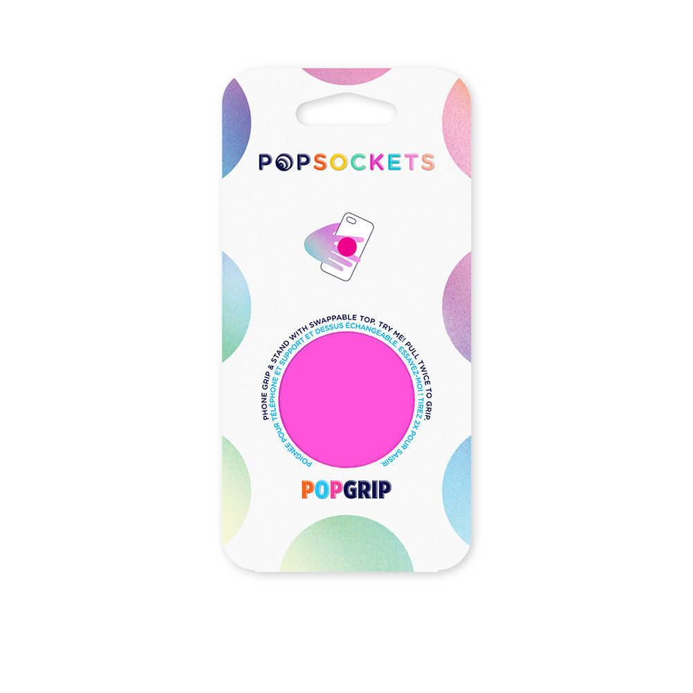 POPSOCKETS Neon Day Glo Pink Avtagbart Grip med stativfunksjon