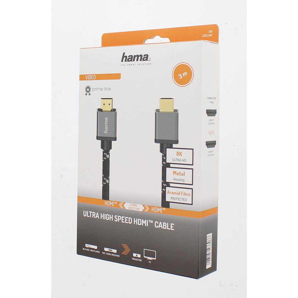 HAMA Cable HDMI Ultra High Speed 8K 48Gbit/s Metal 3.0m Gold