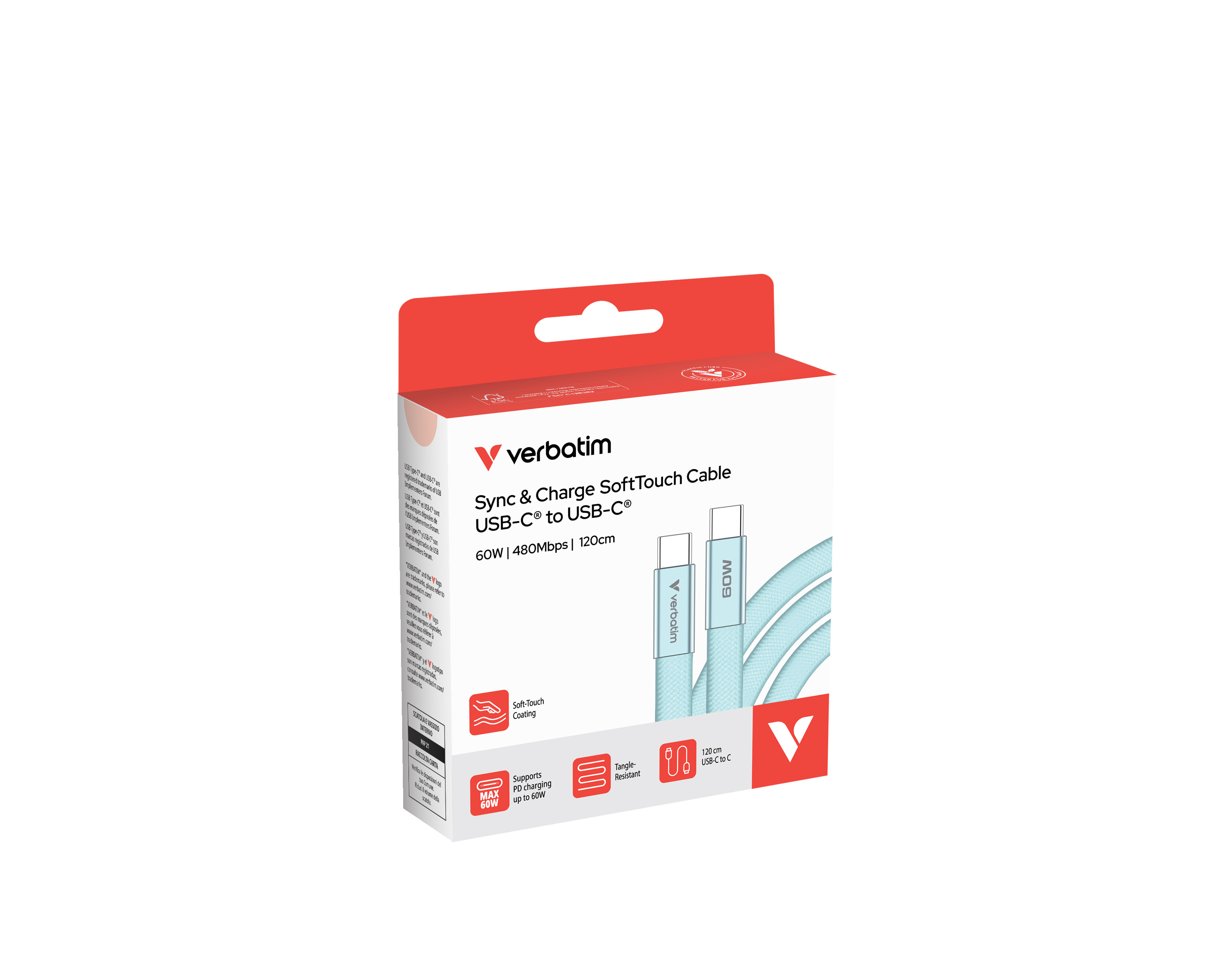 VERBATIM SoftTouch USB-C to C cable 60W 120 cm - Blue