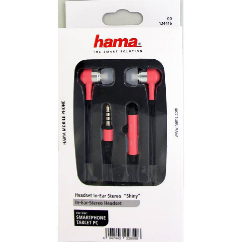 HAMA Øreplugger Shiny In-Ear Mic Sølv Rosa