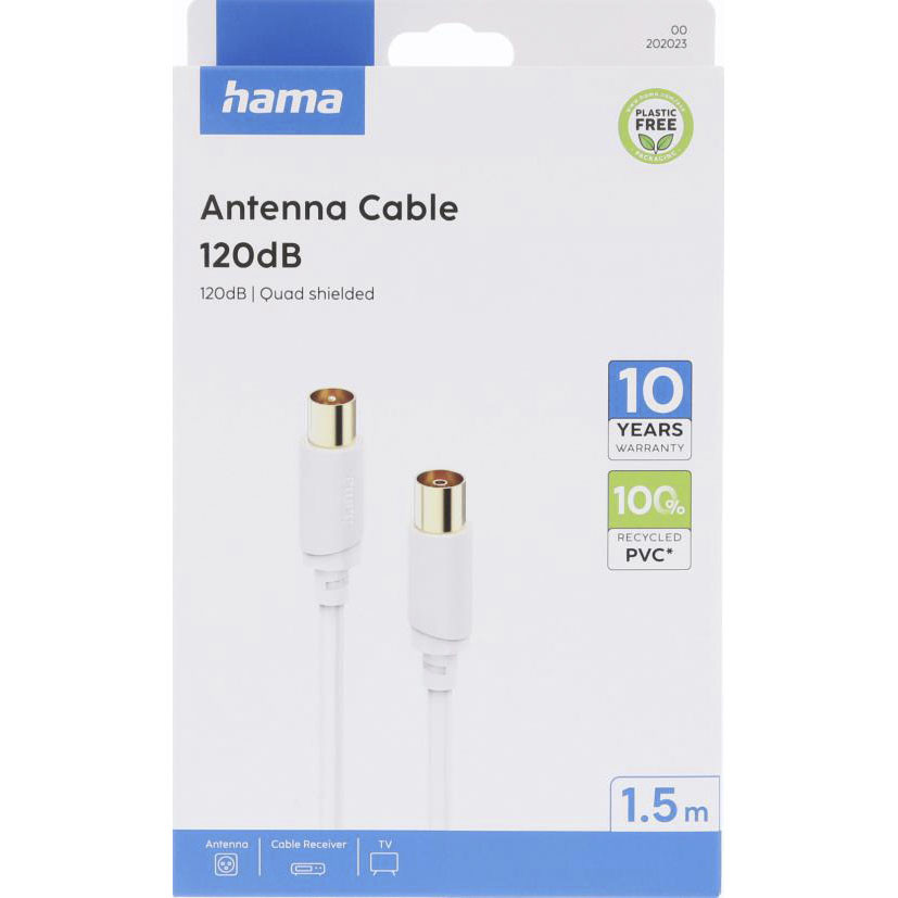HAMA Cable Antenna 120dB White 1.5m